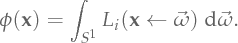 \Fluence(\Point) = \int_{\Circle} \Li{\Point}{\Dir} \Measure\Dir.